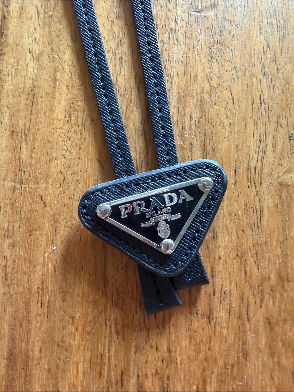 Prada Black Leather Bolo Tie